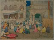 Charles W. Bartlett, Amritsar [India], color woodblock print by Charles W. Bartlett, 1916, Honolulu Academy of Arts